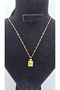 Stainless Steel Gold Color Butterfly Chain Baguette Model Yellow Zircon Stone Necklace - 2