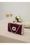 Burgundy Luxury Suede Crystal Stone Metal Case Stone Handle Evening Dress Bag Wedding Engagement Graduation - 8