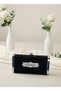 Black Luxury Suede Crystal Stone Metal Case Stone Handle Evening Dress Bag Wedding Engagement Graduation - 3