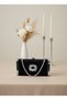 Black Silver Luxury Suede Crystal Stone Metal Case Stone Handle Evening Dress Bag Wedding Engagement Graduation - 5