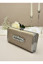 Beige Silver Luxury Suede Crystal Stone Metal Case Stone Handle Evening Dress Bag Wedding Engagement Graduation - 2