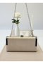 Beige Silver Luxury Suede Crystal Stone Metal Case Stone Handle Evening Dress Bag Wedding Engagement Graduation - 5