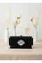 Black Silver Luxury Suede Crystal Stone Metal Case Stone Handle Evening Dress Bag Wedding Engagement Graduation - 3