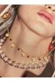 Gold Color Women's Necklace with Stones - 2