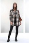 Women's Patterned Color-Block Flannel Oversized Wide-Fit Casual Pocketed Hooded Long-Length Shirt Jacket - 4