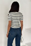 Women's Striped Button Detail Blouse – Line Touch - 7