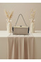 Beige Luxury Suede Crystal Stone Metal Case Stone Handle Evening Dress Bag Wedding Engagement Graduation - 3
