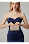 Beige Silver Luxury Suede Crystal Stone Metal Case Stone Handle Evening Dress Bag Wedding Engagement Graduation