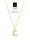 Zircon Stone Detailed Mini Moon Women's Steel Necklace