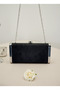 Black Silver Luxury Suede Crystal Stone Metal Case Stone Handle Evening Dress Bag Wedding Engagement Graduation - 5