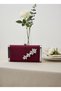 Burgundy Silver Luxury Suede Crystal Stone Metal Case Stone Handle Evening Dress Bag Wedding Engagement Graduation - 3