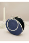 Navy Blue Silver Round Luxury Suede Crystal Stone Women's Evening Dress Bag Wedding Engagement Graduation - 6