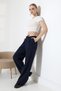 Wide Leg Fabric Palazzo Pants / White Garni Detailed with Lace-Up at the Waist and Ferumar Closure - 3