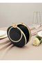 Black Gold Round Luxury Suede Crystal Stone Women's Evening Dress Bag Wedding Engagement Graduation - 5