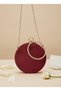 Burgundy Gold Round Luxury Suede Crystal Stone Women's Evening Dress Bag Wedding Engagement Graduation - 2