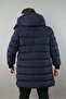 Men's Hooded Long Puffer Coat with Fur Detail - 4