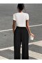 Women's Star Printed Baby Tee Combed Cotton Crop and Sweatpants - Two Piece Tracksuit Set - 2