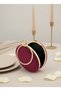 Burgundy Gold Round Luxury Suede Crystal Stone Women's Evening Dress Bag Wedding Engagement Graduation - 3