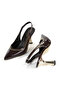 Pointed Toe Open Back Trot Heeled (9cm) Thin Painted Heel Women's Classic Heeled Shoes - 2