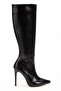 Zri̇nx-226 Premium Black Wrinkled Patent Leather Zippered Elastic Thin High Heeled Women's Boots 11 cm - 6
