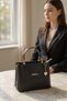 Dona Leather Five-Compartment Long Strap Women's Shoulder and Hand Bag with Stylish Accessory Detail - 3