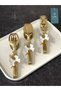 Luxury |   White Gold |   Set of 3 Stainless White Butterfly Decorated Titanium Gold Steel Tongs - 3