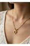 316L Tarnish Free Steel Charm Ring Embellished Modern Heart Figured Women's Necklace