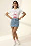 Women's White Oversized Coquette Girly Cherry and Bow Printed 100% Cotton Crew Neck T-Shirt - 7