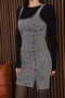 Women's Minimal Strap Fit Cut Black Jeans Denim Mini Dress Bnj-4550S - 3