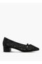 Women Lace Detail Block Heel Shoes - 3
