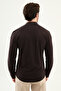 Plain Slim Fit Judge Collar Long Sleeve Men's Shirt Coffee - 37901.24Y - 4