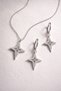 Silver Color Star Stone Necklace and Earring Set – Stylish Women's Jewelry Set with Shiny Stones - 4