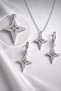 Silver Color Star Stone Necklace and Earring Set – Stylish Women's Jewelry Set with Shiny Stones - 3