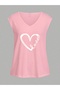 Women's 2 Piece Mix Printed V-Neck Sleeveless Oversized Salas Boyfriend T-Shirt Set - 3