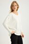 V-Neck Shoulders Floral Embroidered Knitwear - 3