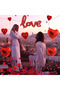 Love Foil + 4 Pieces of 45cm Red Heart Foil + 10 Red Heart Latex Balloons + Dried Rose + Headband & String - 2