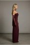 Women's Strapless Neck and Glove Tulle Detail Ruched Scuba Crepe Bodycon Maxi Long Evening Dress - 2