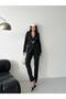 Women's Gold Buttoned Buckled Belt Blazer Jacket Trousers Suit - 3