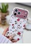 iPhone 17 Promax Compatible Plated Camera Print Rose Design Patterned Silicone Case - 2