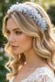 Crystal Stone Floral Bridal Crown Henna and Engagement Hair Accessory Ice Blue - 2
