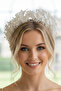 Bridal Crown Pearl and Crystal Beaded Handmade Leaf Detailed Bridal Hair Accessory Engagement Crown