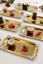 Molisi Gold 6-Piece Silver Decorative Detailed Boat-Shaped Coffee Serving Tray Service Tea Tray Decorative Tray - 5