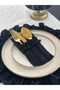 4-Piece Dark Linen Ruffle Detailed American Tablecloth/ Napkin - 3