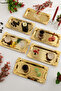 Molisi Gold 6-Piece Gold Decorative Detail Boat-Shaped Coffee Presentation Tray Serving Tea Tray Decorative Tray - 4
