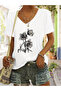 Women's Printed Relaxed Fit V-Neck T-Shirt