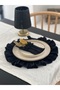 4-Piece Dark Linen 3-Compartment Ruffled Cutlery Holder / Napkin Holder - 5