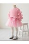 Girl's Pink Pom-Pom Sweater and Pom-Pom Tutu Skirt Set Birthday Set - 3