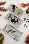 Foldosi Silver 3-Piece Silver Ornament Detailed Boat-Shaped Coffee Presentation Tray Serving Tea Tray Decorative Tray - 3