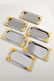Foldosi Silver 6-Piece Gold Ornament Detailed Boat-Shaped Coffee Presentation Tray Serving Tea Tray Decorative Tray - 2