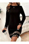 Women’s Long Sleeve Crew Neck Stripe Leopard Print Short Scuba Dress - 6